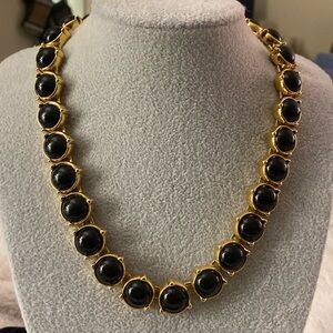 Vintage Monet Faux Black Onyx Cabochons /Gold Tone Choker/Necklace. (RARE)